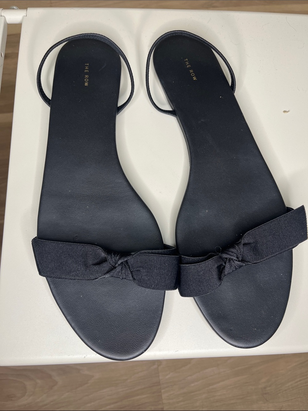 The Row Black Bow Strap Sandals
